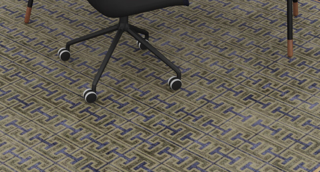 Sehr elegante Anfertigung eines Tibetteppichs in Kammgarn und Seide.