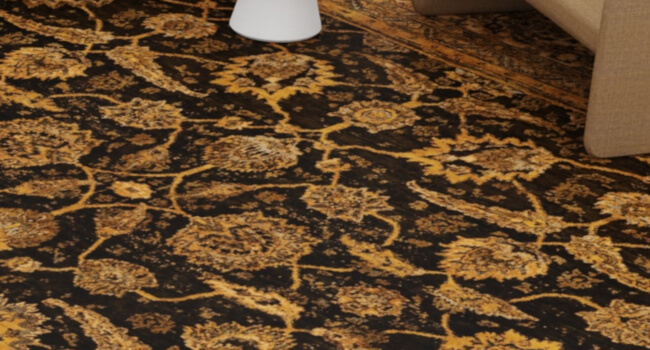 Persisch geknüpfter Grossformatteppich (Foyerteppich) in Kammgarn, Bambus und Nessel.